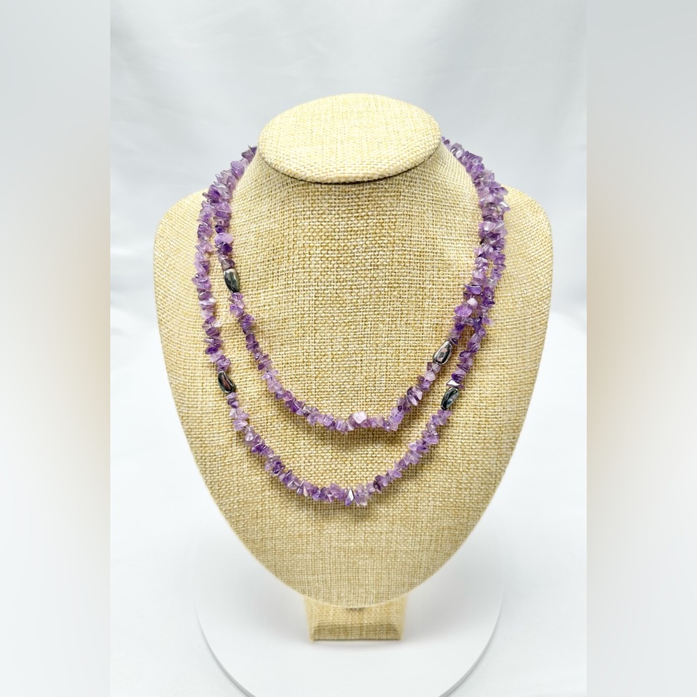 Vintage Amethyst & Sterling Beaded Necklace